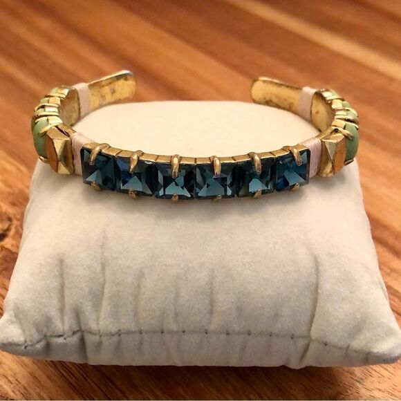 J.Crew | Blue and Green Cuff Bracelet | 2.5” Diameter - Picture 2 of 4